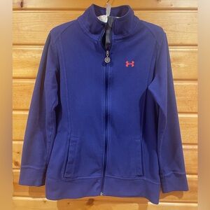 Under Armour Blue Full-Zip Fleece Semi-Fitted Performance Jacket Small